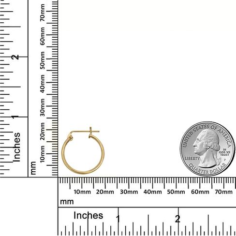 Avora 14k مملوءة بالذهب 1.25 مم أقراط طوق سميكة - 13 مم ، 17 مم أو 20 ملم in Saudi Arabia
