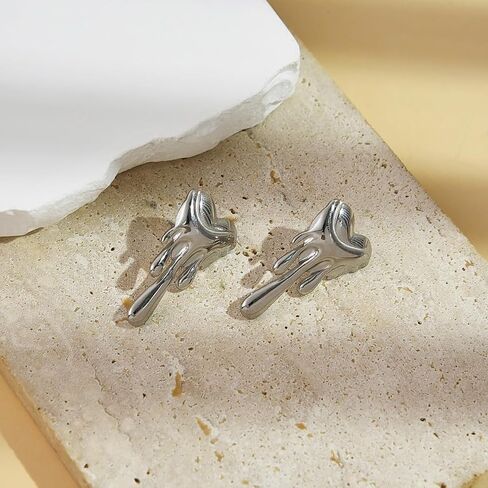 Zirpeara 18K مقرات من الفولاذ المقاوم للصدأ مطلي بالذهب للنساء - أشكال مختلفة - غير مشوهة ، مقاوم للماء ، أقراط الذهب الأنيقة والأقراط in Saudi Arabia