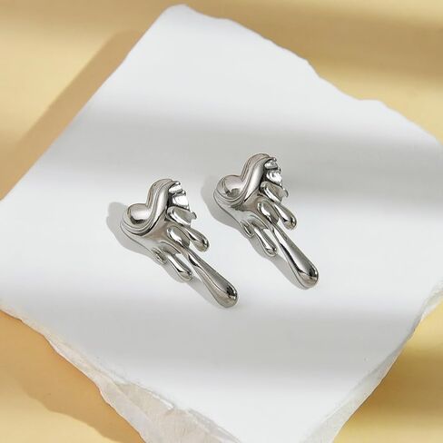 Zirpeara 18K مقرات من الفولاذ المقاوم للصدأ مطلي بالذهب للنساء - أشكال مختلفة - غير مشوهة ، مقاوم للماء ، أقراط الذهب الأنيقة والأقراط in Saudi Arabia