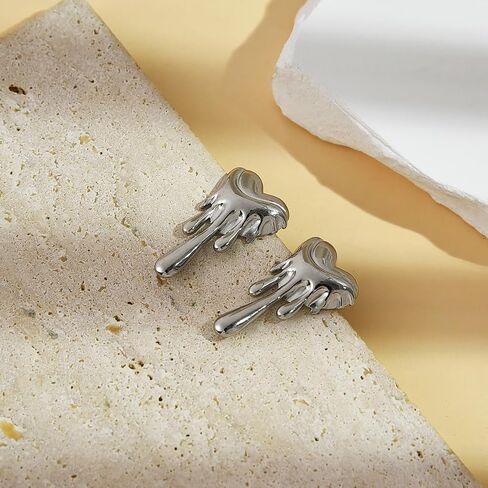 Zirpeara 18K مقرات من الفولاذ المقاوم للصدأ مطلي بالذهب للنساء - أشكال مختلفة - غير مشوهة ، مقاوم للماء ، أقراط الذهب الأنيقة والأقراط in Saudi Arabia