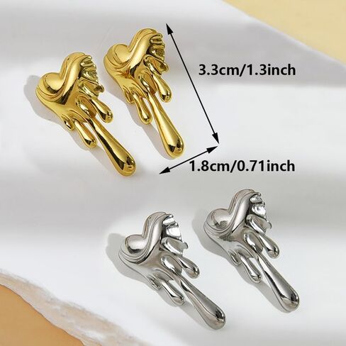 Zirpeara 18K مقرات من الفولاذ المقاوم للصدأ مطلي بالذهب للنساء - أشكال مختلفة - غير مشوهة ، مقاوم للماء ، أقراط الذهب الأنيقة والأقراط in Saudi Arabia
