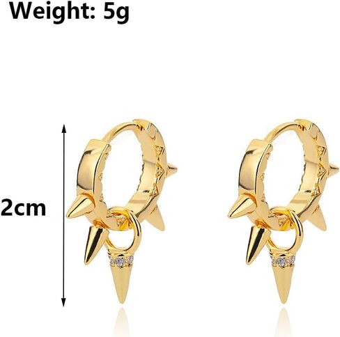 14K Gold Plated Punk Rivet Hoop Earrings for Women,Dainty Silver Small Gothic Spike Huggie Earrings,Personality Party Band Bar Jewelry Gifts in Saudi Arabia