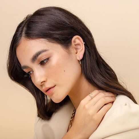 PAVOI 14K Gold Plated 925 Sterling Silver Post Huggie With Dangle | Small Hoop Earrings For Women | Trendy Dangle Hoop Earrings in Saudi Arabia