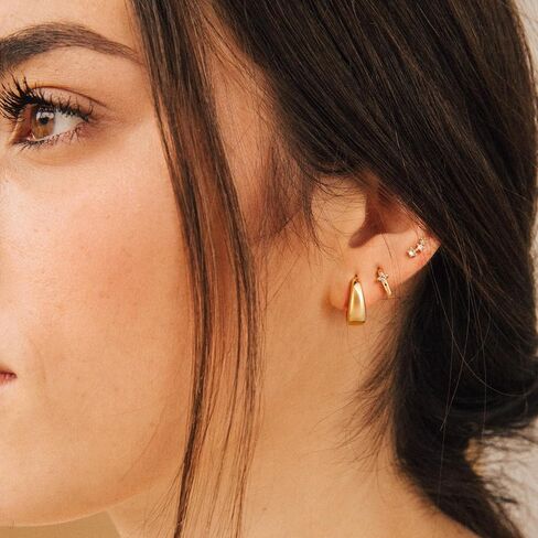 Hoops Earrings for Women Trendy,Dainty Gold Earring Stacks 14K Gold Plated Huggie Stud Earrings for Women Small Cartilage Hoop Earring Set Hypoallergenic Summer Huggie Jewelry in Saudi Arabia