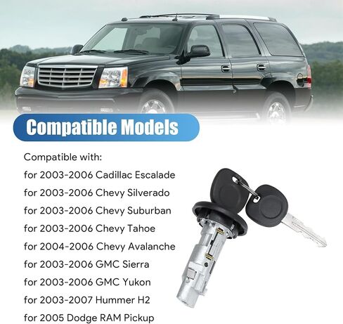 اسطوانة قفل مفتاح الإشعال والزوج أسطوانة قفل الباب الأمامي مع مفاتيح متوافقة مع Chevy Silverado Suburban Tahoe لـ GMC Sierra Yukon 1999-2000 استبدال 704600 702912 598007 in Kuwait