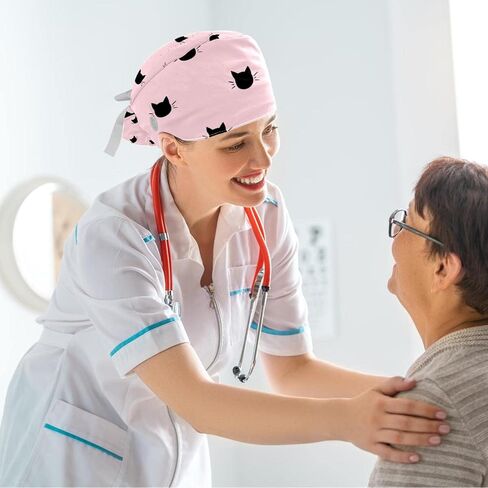 غطاء عمل الأميرة ولي العهد مع ربطة عنق شريطية وربط للنساء ، قبعات فرك جراحية طويلة الشعر in Kuwait