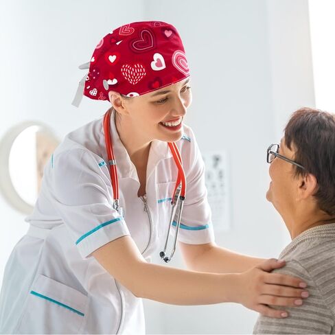 غطاء عمل الأميرة ولي العهد مع ربطة عنق شريطية وربط للنساء ، قبعات فرك جراحية طويلة الشعر in Kuwait