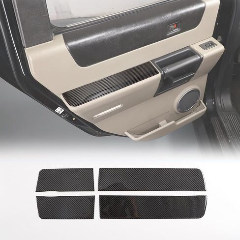 Soft Carbon Fiber Interior Door Armrest Panel Trim Cover Compatible with Hummer H2 2003-2007, Car Door Armrest Panel Decoration Sticker, 4PCS (Black) in Saudi Arabia