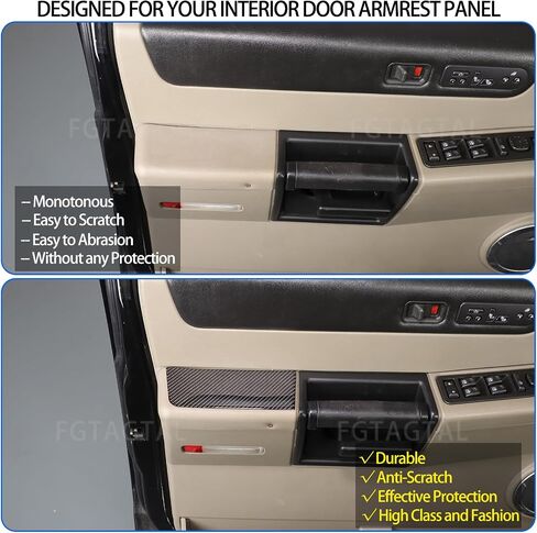 Soft Carbon Fiber Interior Door Armrest Panel Trim Cover Compatible with Hummer H2 2003-2007, Car Door Armrest Panel Decoration Sticker, 4PCS (Black) in Saudi Arabia