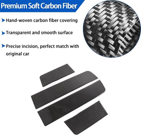 Soft Carbon Fiber Interior Door Armrest Panel Trim Cover Compatible with Hummer H2 2003-2007, Car Door Armrest Panel Decoration Sticker, 4PCS (Black) in Saudi Arabia