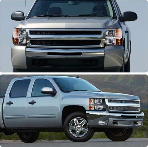 DWVO Headlights Assembly Compatible with 2007-2013 Chevy Silverado 1500, 2007-2014 Chevy Silverado 2500HD 3500HD (Not fit 2007 Silverado Classic) Headlamp Replacement Chrome Housing Clear Reflector in Saudi Arabia
