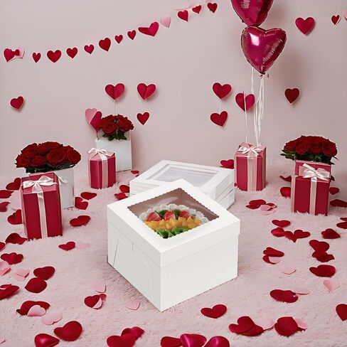 20Pack 8 Inch Cake Boxes, 8X8X8 Inch White Bakery Boxes With Windown For Chocolates, Cajas Pasteles, Cookie, Pastries,Pie, Home Bakers, Gift Cakes For Valentine's Day in Saudi Arabia