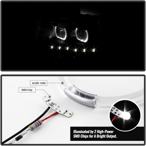 Acanii-من أجل Black Smoke 2009-2014 Ford F150 SMD LED Halo Projector المصابيح الأمامية 09-14 Set Pair Set + Side Side in Saudi Arabia