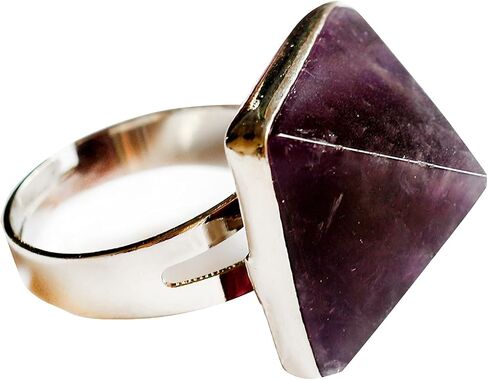 Feng Shui Women's Ring Natural Crystal Pyramid Ring 17mm (Opal, Silver) in Saudi Arabia