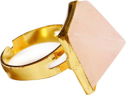 Feng Shui Women's Ring Natural Crystal Pyramid Ring 17mm (Opal, Silver) in Saudi Arabia