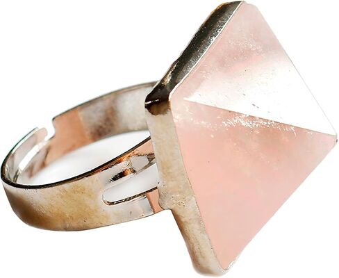 Feng Shui Women's Ring Natural Crystal Pyramid Ring 17mm (Opal, Silver) in Saudi Arabia