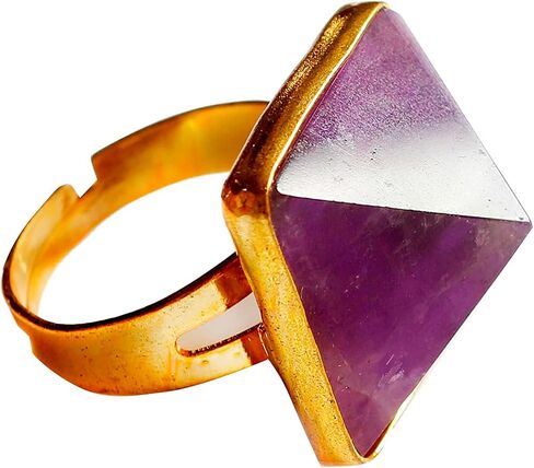 Feng Shui Women's Ring Natural Crystal Pyramid Ring 17mm (Opal, Silver) in Saudi Arabia