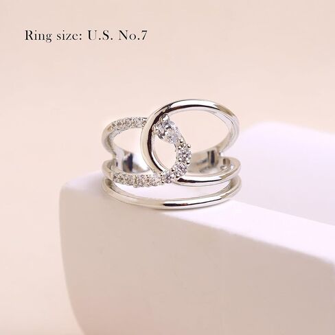 Jean Beau Gold Silver Chunky Statement Open Ring for Women, Trendy Adjustable Twist Cubic Zirconia Ring Wedding Prom Jewelry Gift in Saudi Arabia