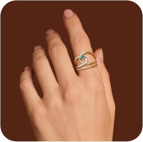 Jean Beau Gold Silver Chunky Statement Open Ring for Women, Trendy Adjustable Twist Cubic Zirconia Ring Wedding Prom Jewelry Gift in Saudi Arabia