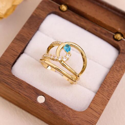 Jean Beau Gold Silver Chunky Statement Open Ring for Women, Trendy Adjustable Twist Cubic Zirconia Ring Wedding Prom Jewelry Gift in Saudi Arabia