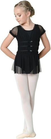 Danz n Motion Girls Shirred Cap Sleeve Dress 22204c in Saudi Arabia