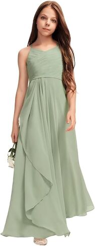 A-Line Chiffon Junior Bridesmaid Dress with Cascading Ruffles in Saudi Arabia