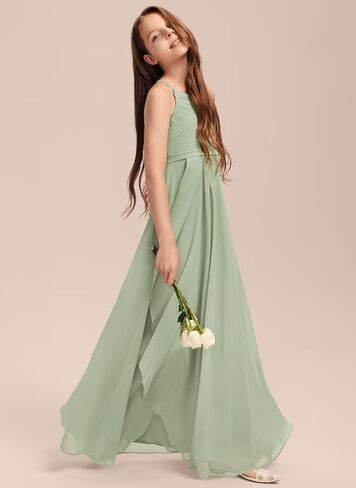A-Line Chiffon Junior Bridesmaid Dress with Cascading Ruffles in Saudi Arabia
