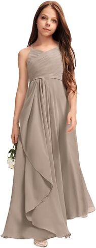 A-Line Chiffon Junior Bridesmaid Dress with Cascading Ruffles in Saudi Arabia