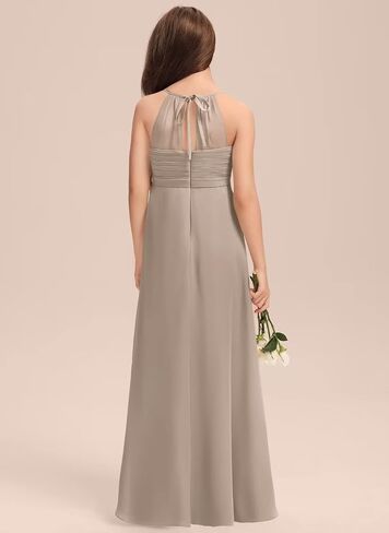 A-Line Chiffon Junior Bridesmaid Dress with Cascading Ruffles in Saudi Arabia