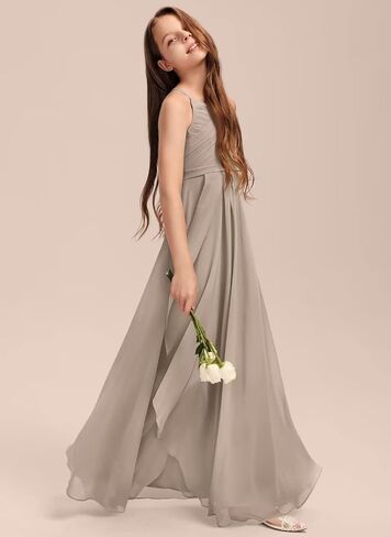 A-Line Chiffon Junior Bridesmaid Dress with Cascading Ruffles in Saudi Arabia