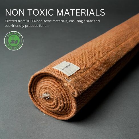 Natural Yoga Mat With Cotton Yoga Mat Bag. Environment Friendly, Non Slip, Non Toxic, Handwoven Cotton with Plant Dyes. Ideal For All Yoga Types, Exercise, Fitness and is Easy To Carry in Saudi Arabia