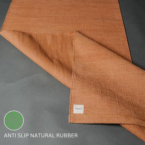 Natural Yoga Mat With Cotton Yoga Mat Bag. Environment Friendly, Non Slip, Non Toxic, Handwoven Cotton with Plant Dyes. Ideal For All Yoga Types, Exercise, Fitness and is Easy To Carry in Saudi Arabia