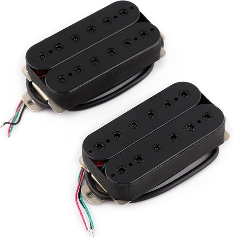 Rubatone Humbucker Pickup Set Alnico 5 Magnet 4 Conductor Wires Passive Ceramic Magnets Electric Guitar Pickup Neck and Bridge Pickup High Output Black with Chrome Rails Guitar Parts Accessories. in Saudi Arabia