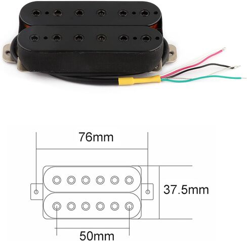 Rubatone Humbucker Pickup Set Alnico 5 Magnet 4 Conductor Wires Passive Ceramic Magnets Electric Guitar Pickup Neck and Bridge Pickup High Output Black with Chrome Rails Guitar Parts Accessories. in Saudi Arabia