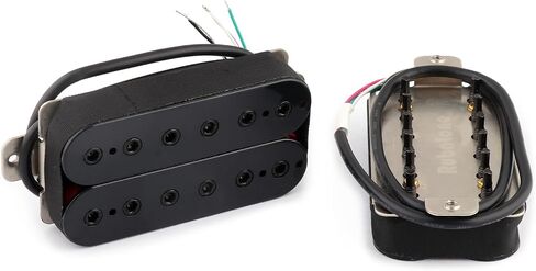 Rubatone Humbucker Pickup Set Alnico 5 Magnet 4 Conductor Wires Passive Ceramic Magnets Electric Guitar Pickup Neck and Bridge Pickup High Output Black with Chrome Rails Guitar Parts Accessories. in Saudi Arabia