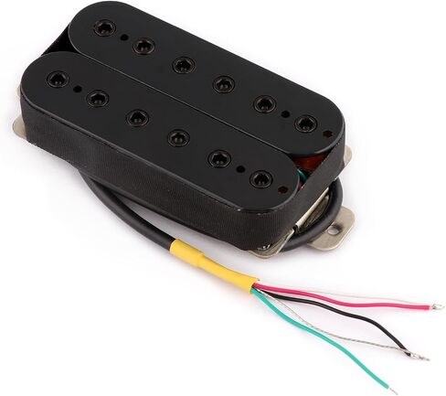 Rubatone Humbucker Pickup Set Alnico 5 Magnet 4 Conductor Wires Passive Ceramic Magnets Electric Guitar Pickup Neck and Bridge Pickup High Output Black with Chrome Rails Guitar Parts Accessories. in Saudi Arabia