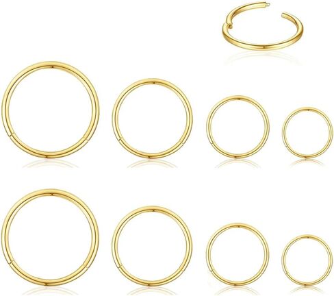 16Gauge（1.2mm） Surgical Stainless Steel earrings for women 6-8-10-12mm| S925 Sterling Silver plated Septum rings Hinged Clicker Segment Nose Rings Helix Cartilage Daith Tragus Hypoallergenic sleeper hoop Earrings Body Piercing jewelry for Women Men earrin in Kuwait