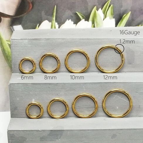 16Gauge（1.2mm） Surgical Stainless Steel earrings for women 6-8-10-12mm| S925 Sterling Silver plated Septum rings Hinged Clicker Segment Nose Rings Helix Cartilage Daith Tragus Hypoallergenic sleeper hoop Earrings Body Piercing jewelry for Women Men earrin in Kuwait
