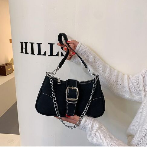 Denim Hobo Bag For Women Vintage Y2K Shoulder Crossbody Bags Underarm Purse, Retro Trendy Chain Satchel Clutch With Buckle in Saudi Arabia
