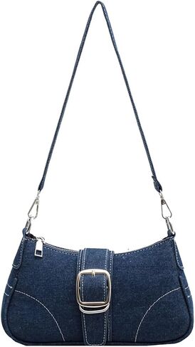 Denim Hobo Bag For Women Vintage Y2K Shoulder Crossbody Bags Underarm Purse, Retro Trendy Chain Satchel Clutch With Buckle in Saudi Arabia