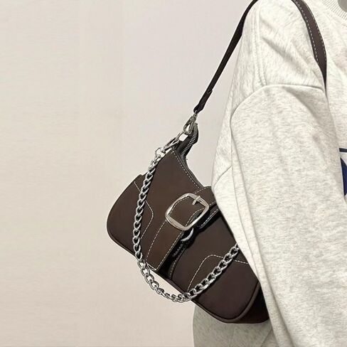 Denim Hobo Bag For Women Vintage Y2K Shoulder Crossbody Bags Underarm Purse, Retro Trendy Chain Satchel Clutch With Buckle in Saudi Arabia