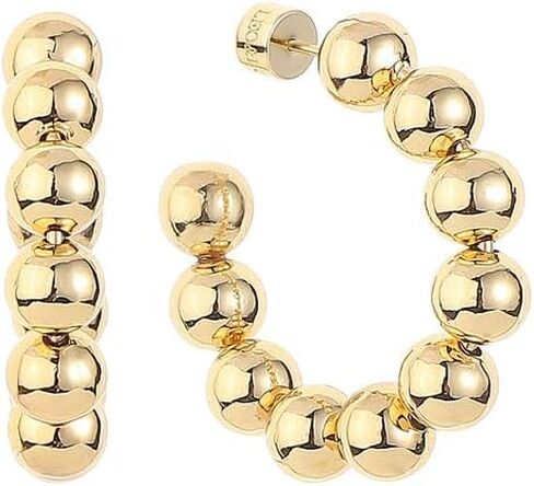 أقراط Golden Bead Hoop-الأطواق المغطاة بالذهب 18K ، مجوهرات البيان للنساء in Saudi Arabia