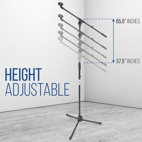 Pyle Universal Compact Microphone Stand - Mic Mount Holder Height Adjustment 19.0" to 26.0" Inch and Telescoping Boom Extension Adjustable Up to 16.0'' w/ Knob Style Tension Lock Mechanism - PMKS7 in Saudi Arabia