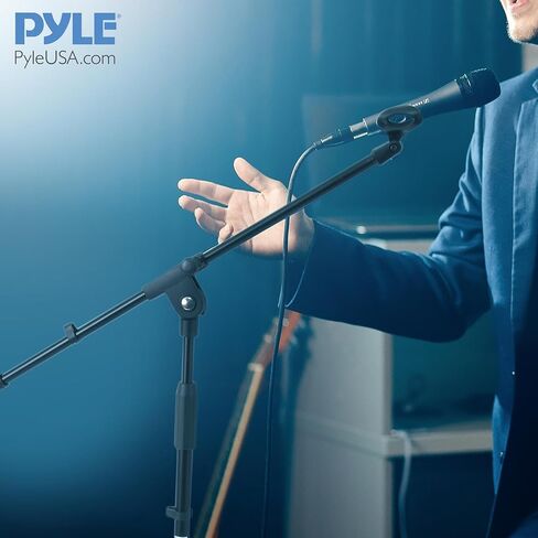 Pyle Universal Compact Microphone Stand - Mic Mount Holder Height Adjustment 19.0" to 26.0" Inch and Telescoping Boom Extension Adjustable Up to 16.0'' w/ Knob Style Tension Lock Mechanism - PMKS7 in Saudi Arabia