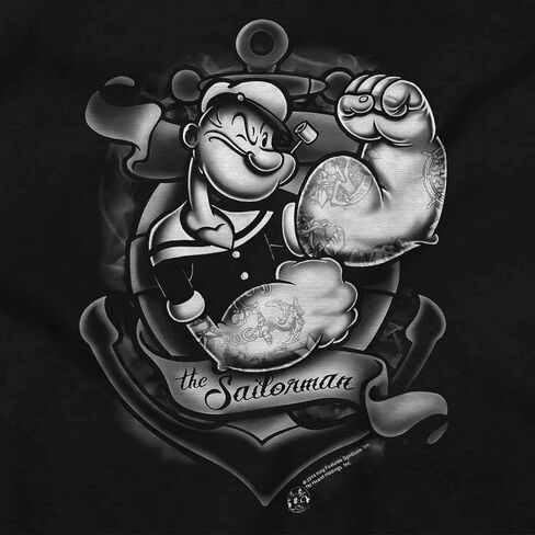 Brisco Brands Popeye Anchor Tattoo Muscle Flex Hoodie Sweatshirt Women Men in Saudi Arabia