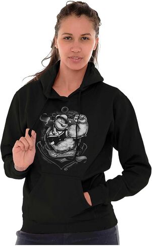 Brisco Brands Popeye Anchor Tattoo Muscle Flex Hoodie Sweatshirt Women Men in Saudi Arabia
