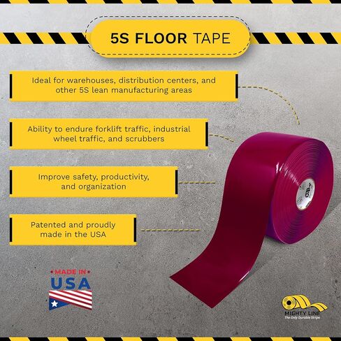 Mighty Line Solid Floor Marking Tape for Safety, Caution, Warning, Heavy-Duty, Peel and Stick Adhesive, Beveled Edge Design, Industrial Quality, 3 inch, 100' Roll, White in Saudi Arabia