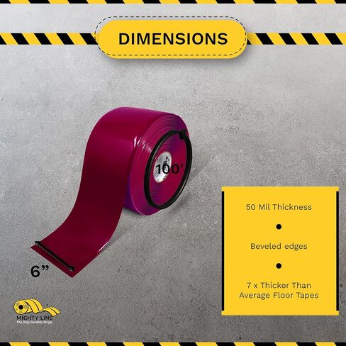 Mighty Line Solid Floor Marking Tape for Safety, Caution, Warning, Heavy-Duty, Peel and Stick Adhesive, Beveled Edge Design, Industrial Quality, 3 inch, 100' Roll, White in Saudi Arabia