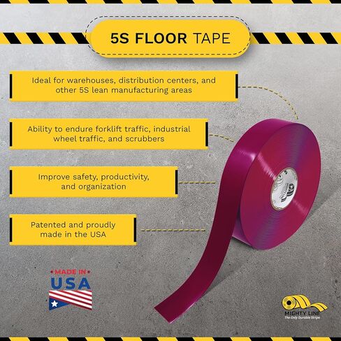Mighty Line Solid Floor Marking Tape for Safety, Caution, Warning, Heavy-Duty, Peel and Stick Adhesive, Beveled Edge Design, Industrial Quality, 3 inch, 100' Roll, White in Saudi Arabia