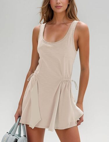 Watashi Women Athletic Dress Fress Summer Sideveless Side Side Erstring Exercise Golf Procleout Dresses Active Mini Dresses in Kuwait
